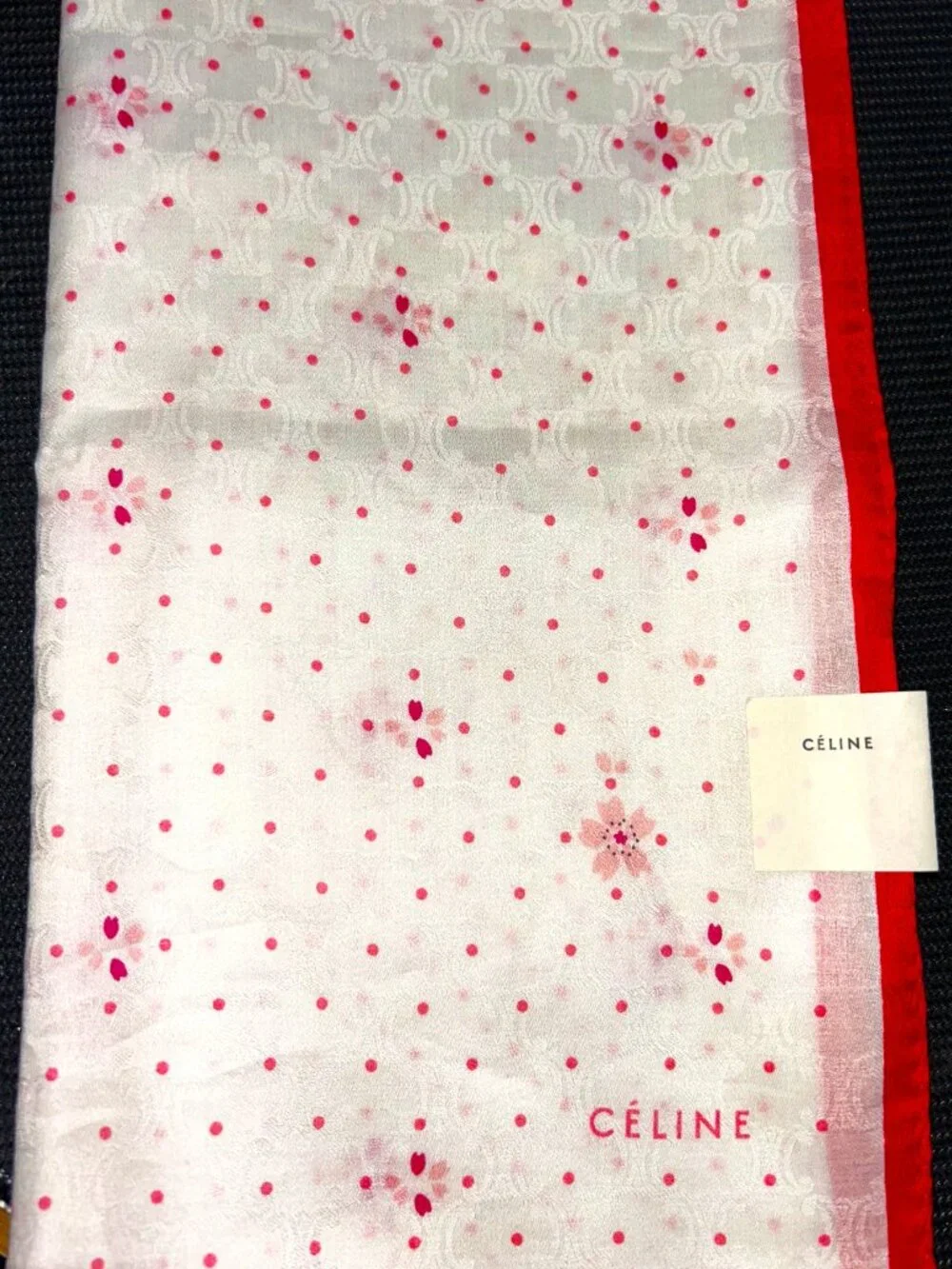 Vintage Céline Cherry Blossom Cotton Scarf